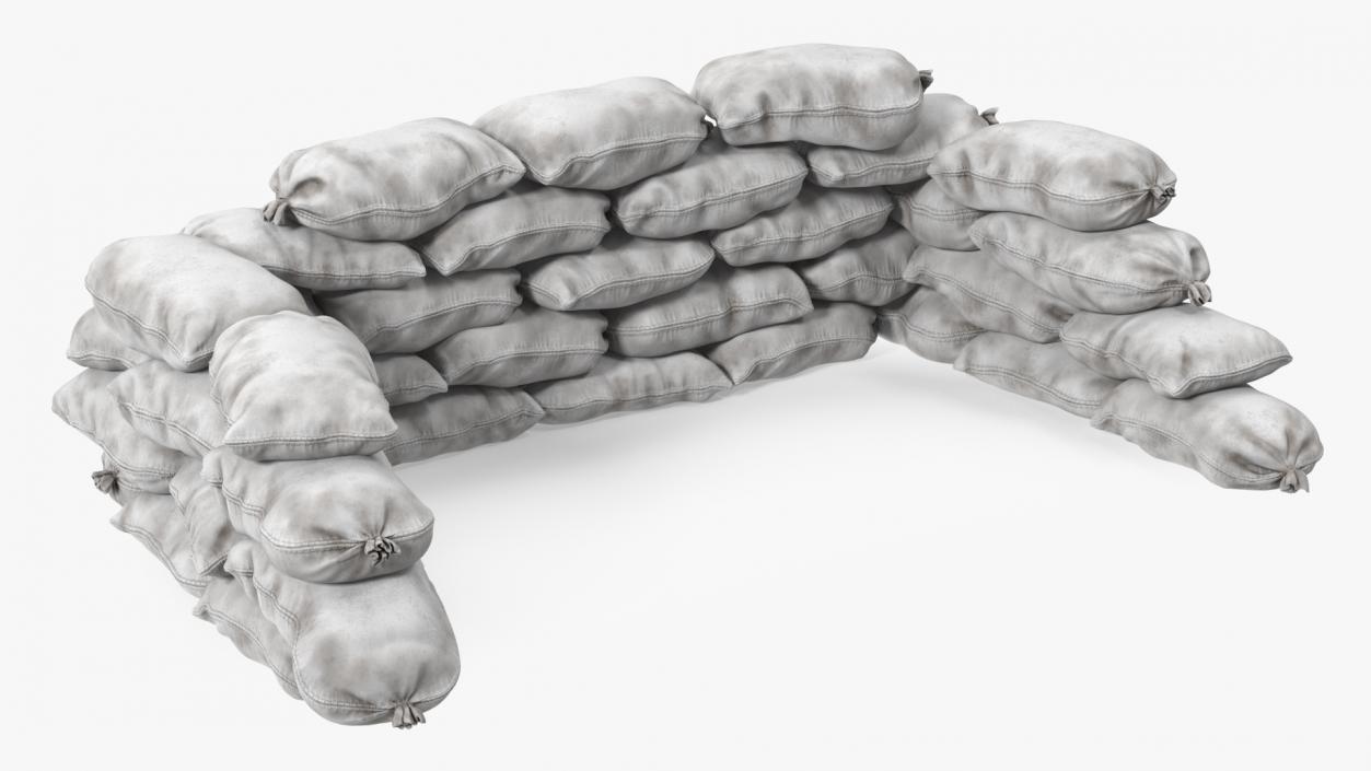 Sandbag Barricade White Dirty 3D model