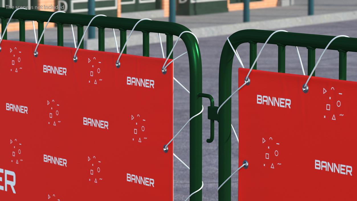 3D Green Interlocking Steel Barricade with Banner