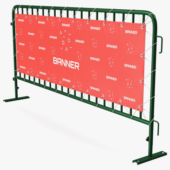 3D Green Interlocking Steel Barricade with Banner