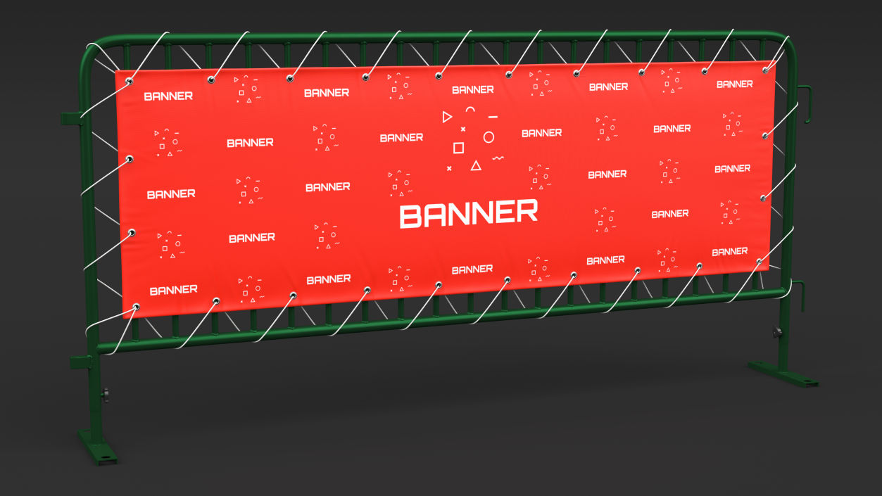 3D Green Interlocking Steel Barricade with Banner