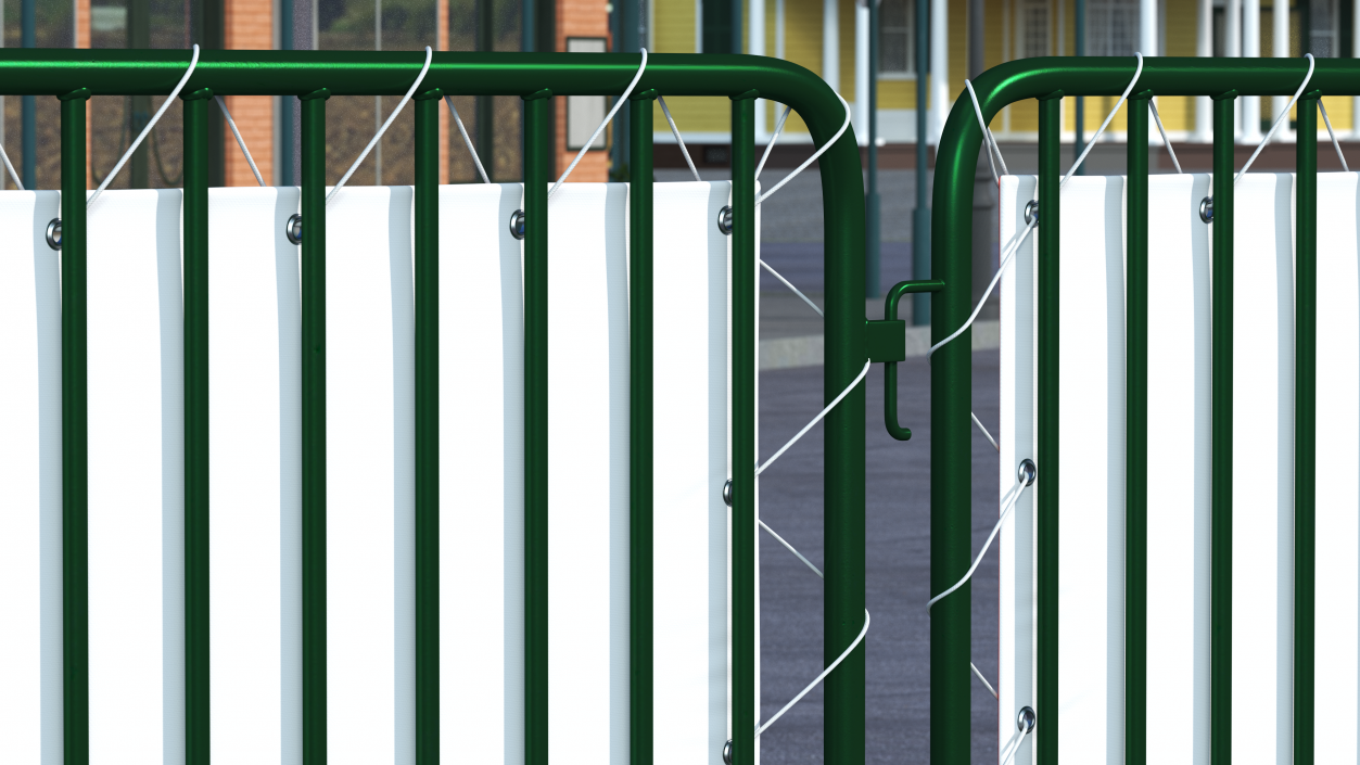 3D Green Interlocking Steel Barricade with Banner