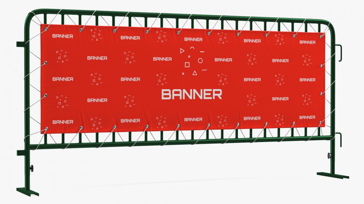 3D Green Interlocking Steel Barricade with Banner