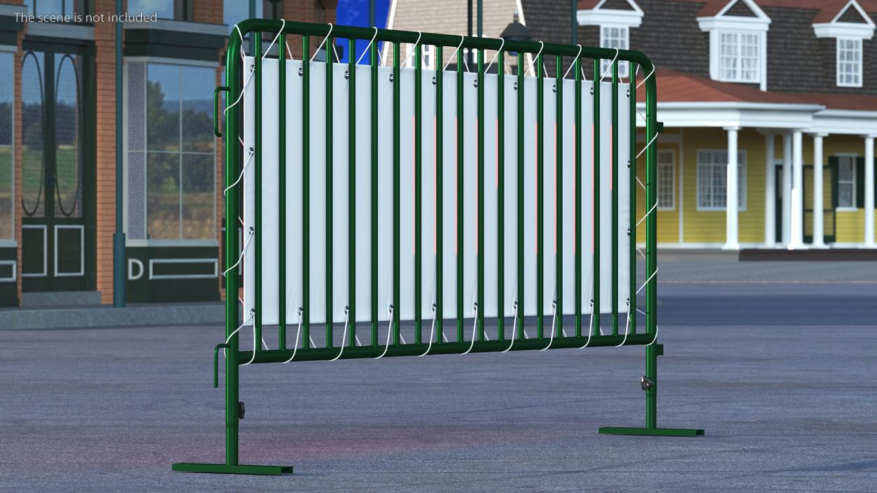 3D Green Interlocking Steel Barricade with Banner