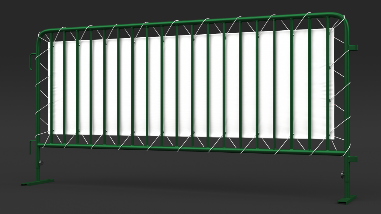 3D Green Interlocking Steel Barricade with Banner