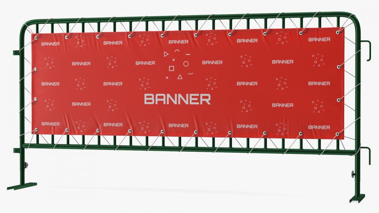 3D Green Interlocking Steel Barricade with Banner