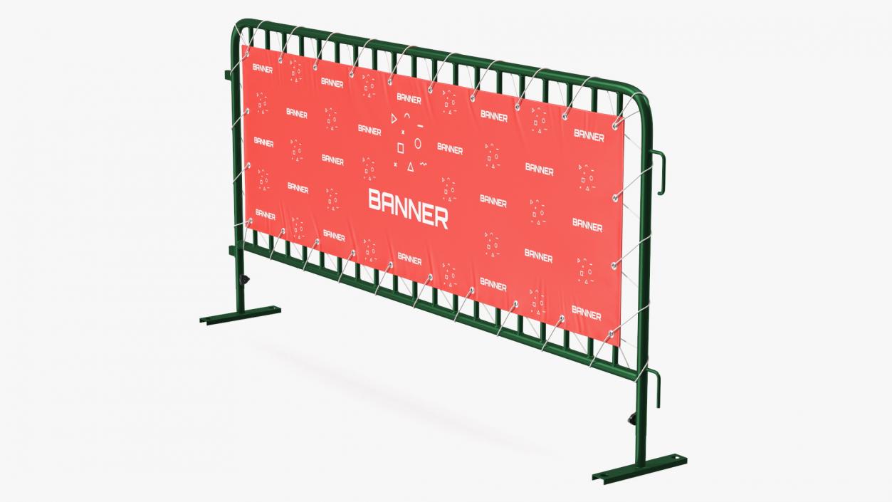 3D Green Interlocking Steel Barricade with Banner