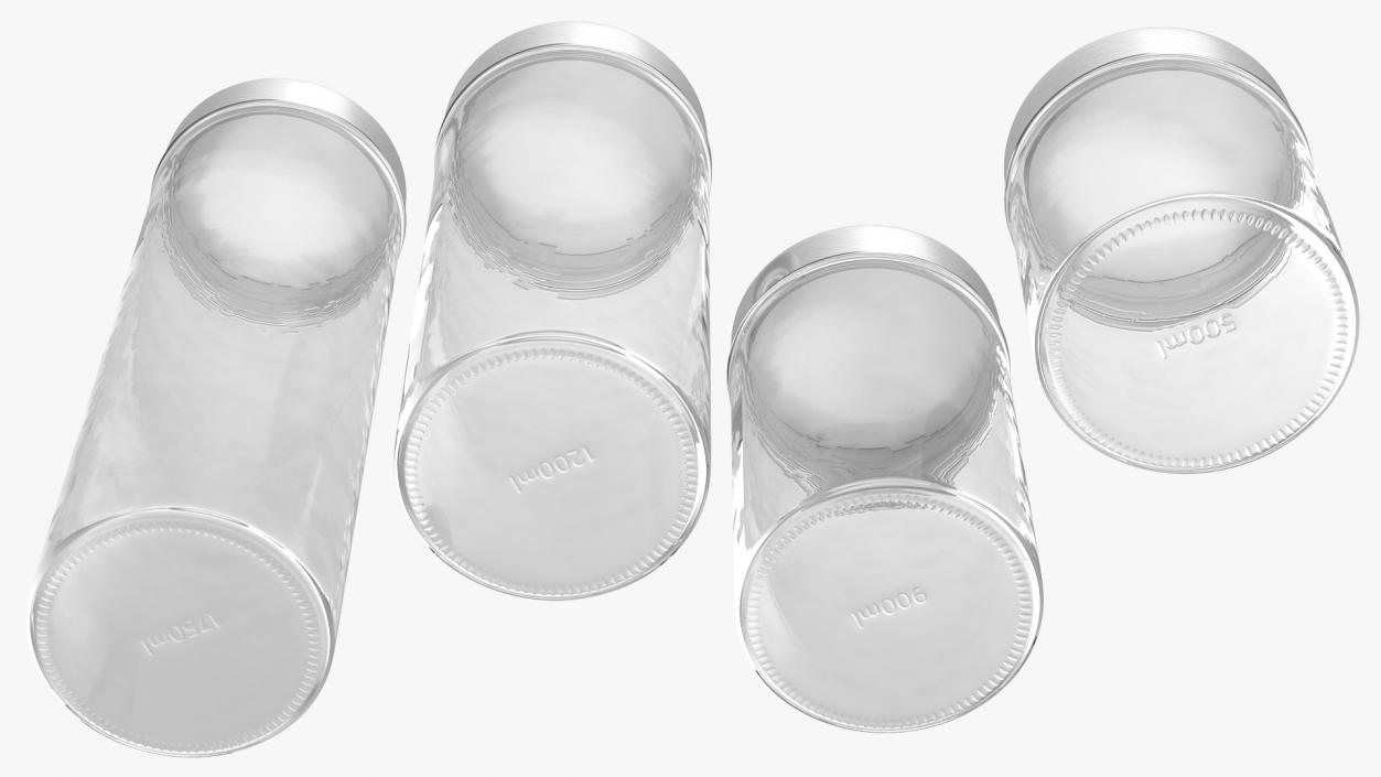 3D Glass Storage Jar with Steel Lid Set