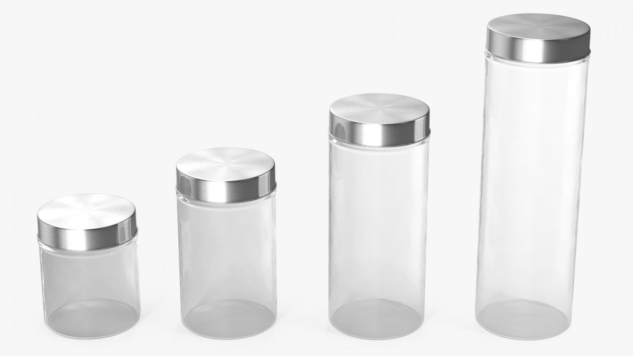 3D Glass Storage Jar with Steel Lid Set