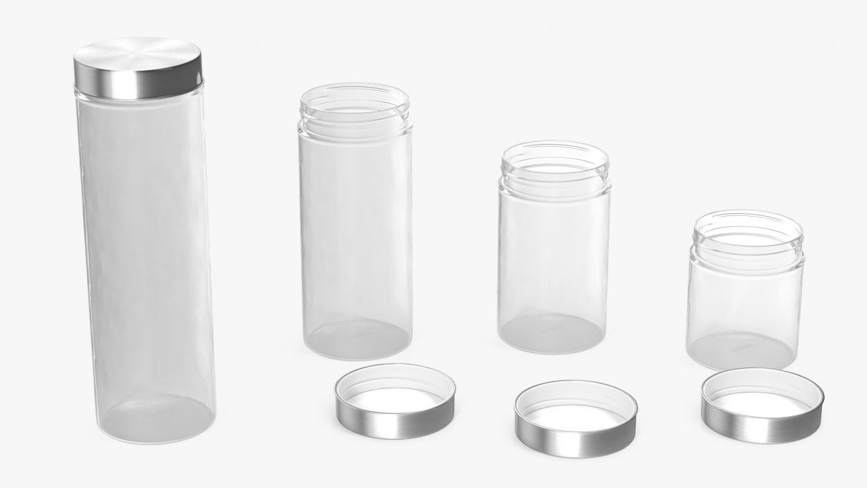 3D Glass Storage Jar with Steel Lid Set