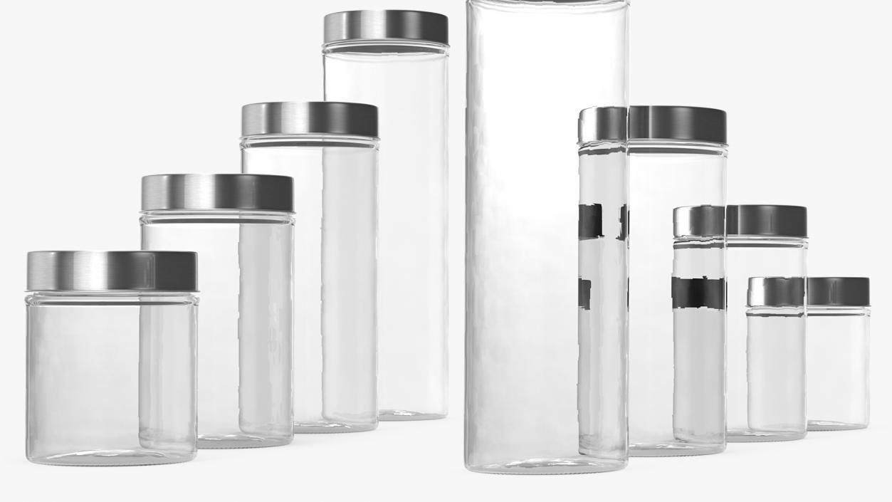 3D Glass Storage Jar with Steel Lid Set