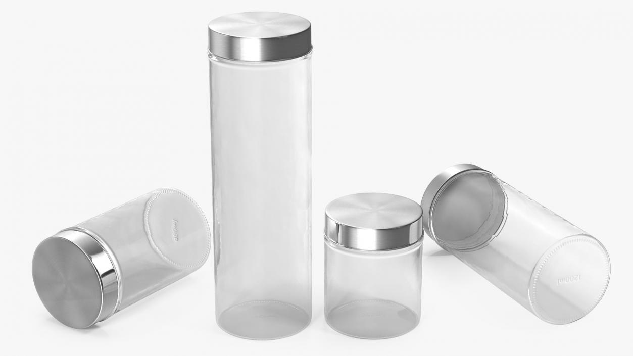 3D Glass Storage Jar with Steel Lid Set