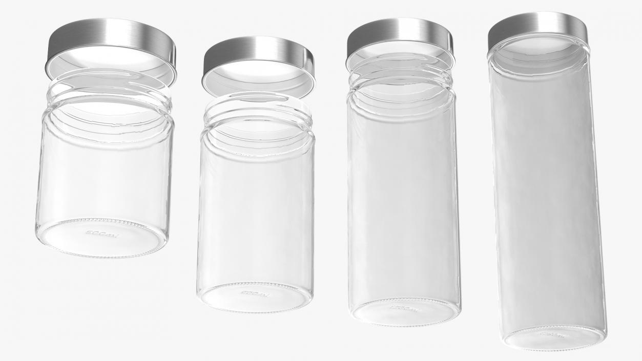 3D Glass Storage Jar with Steel Lid Set