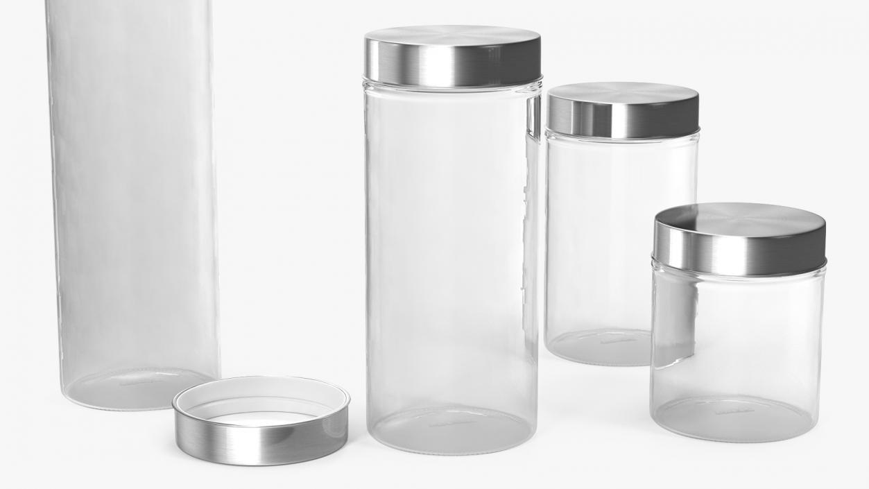 3D Glass Storage Jar with Steel Lid Set