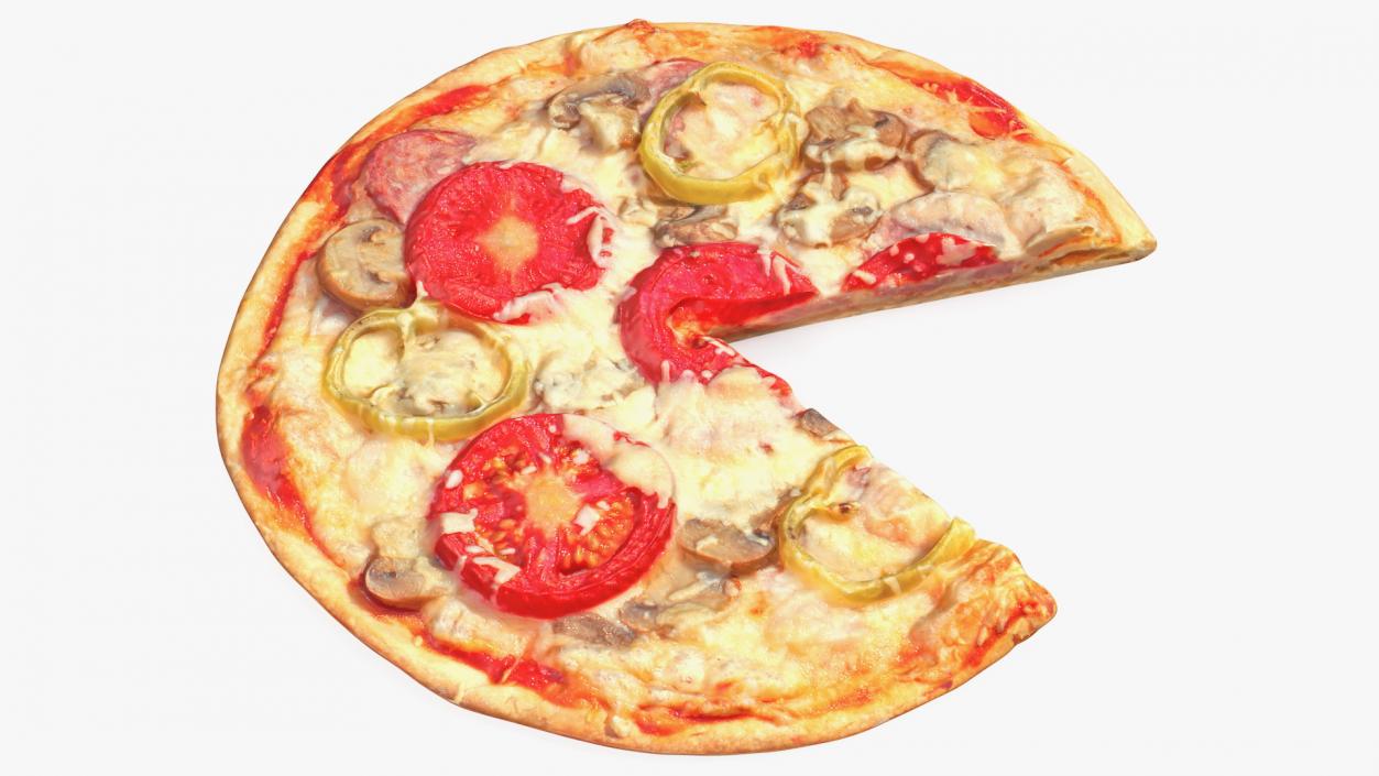 3D Pizza without One Slice model