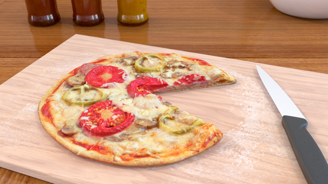 3D Pizza without One Slice model