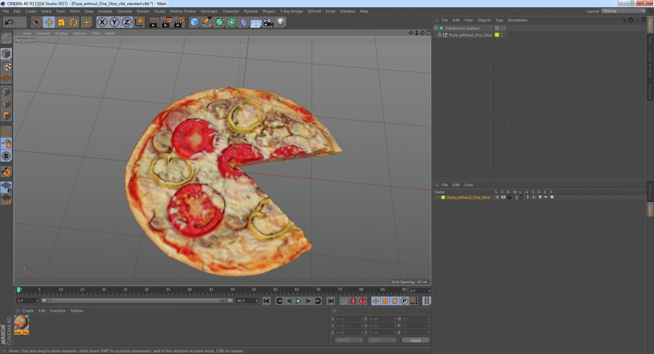 3D Pizza without One Slice model