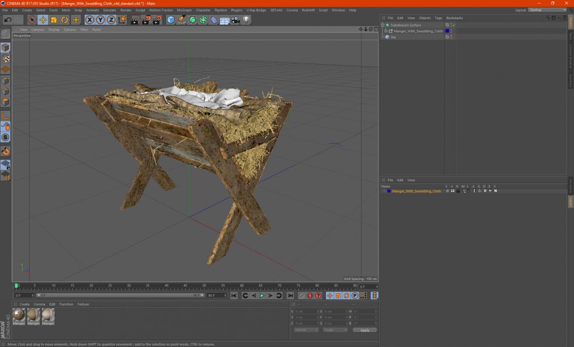 Manger With Swaddling Cloth 3D