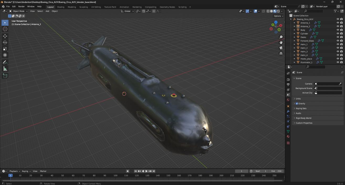 3D model Boeing Orca AUV