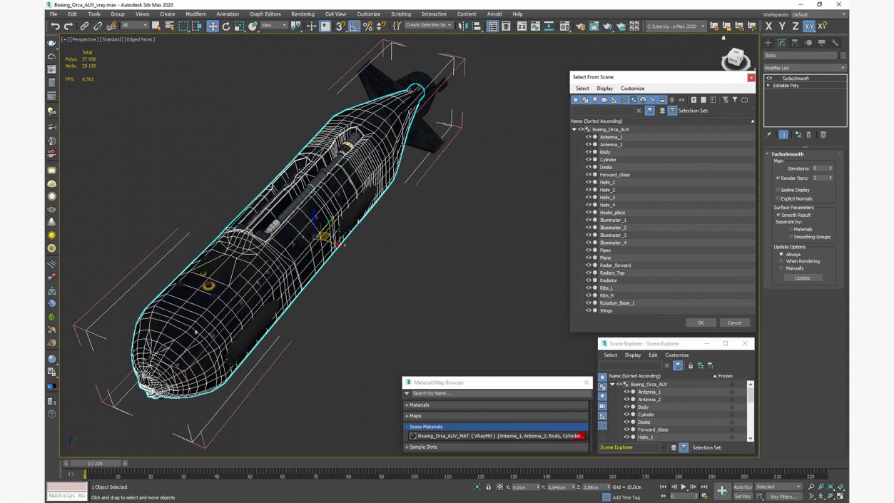 3D model Boeing Orca AUV