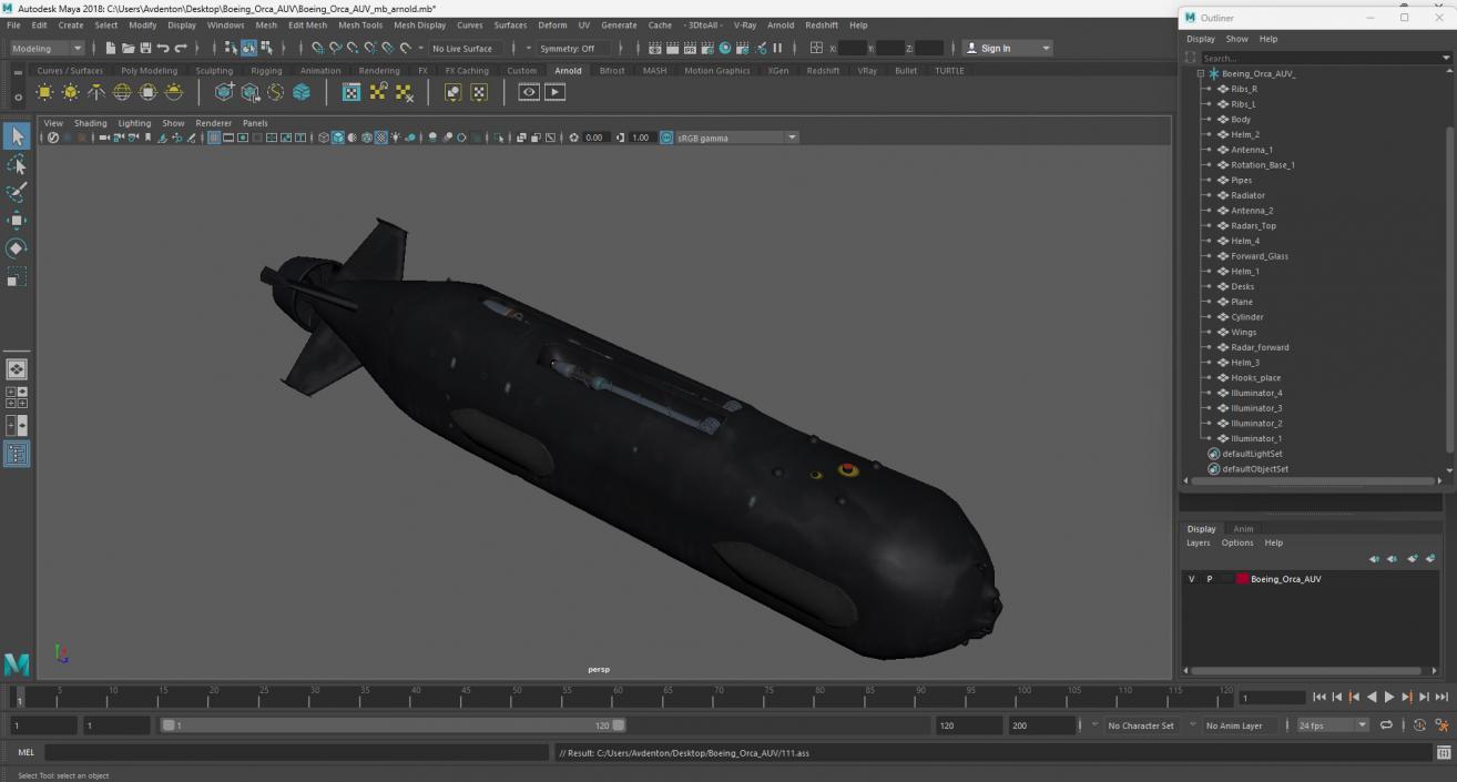 3D model Boeing Orca AUV