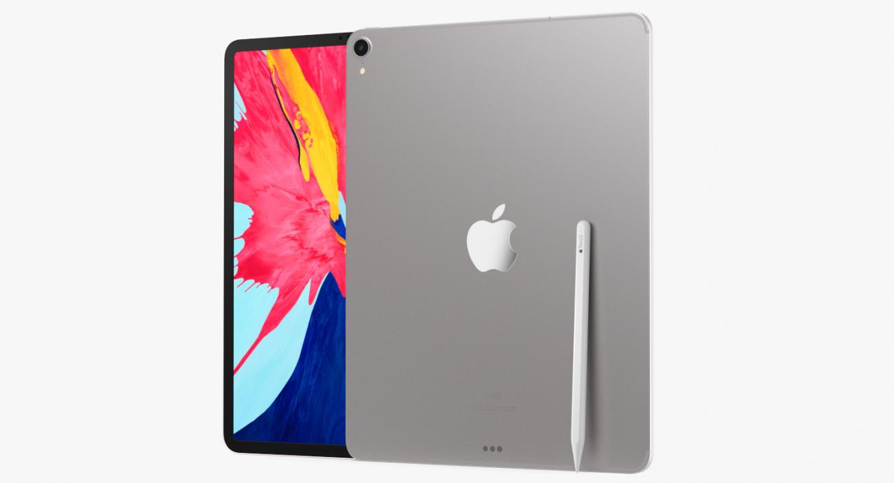 3D model Silver iPad Pro 2019