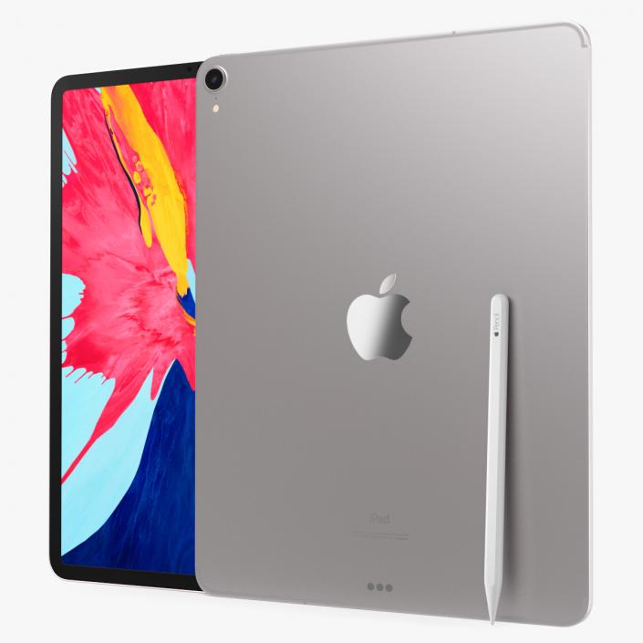 3D model Silver iPad Pro 2019