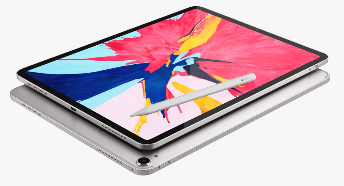 3D model Silver iPad Pro 2019