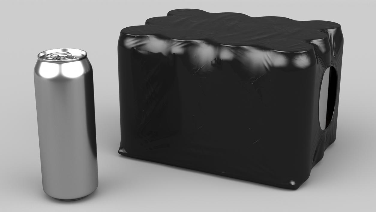 3D model Pack of 12 Pcs Aluminium Can 500ml Black