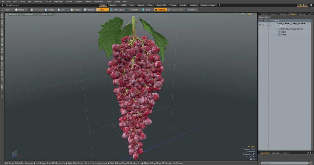 3D model Red Sultana Grape Cluster