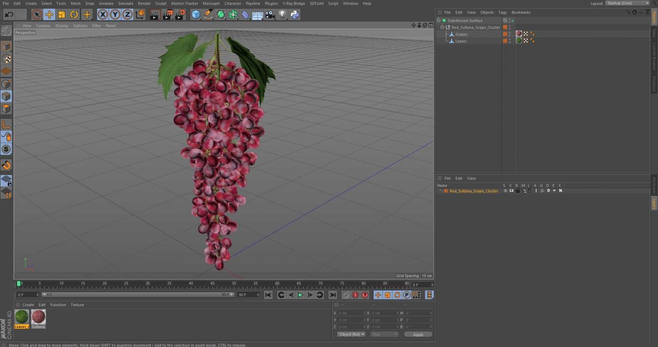 3D model Red Sultana Grape Cluster