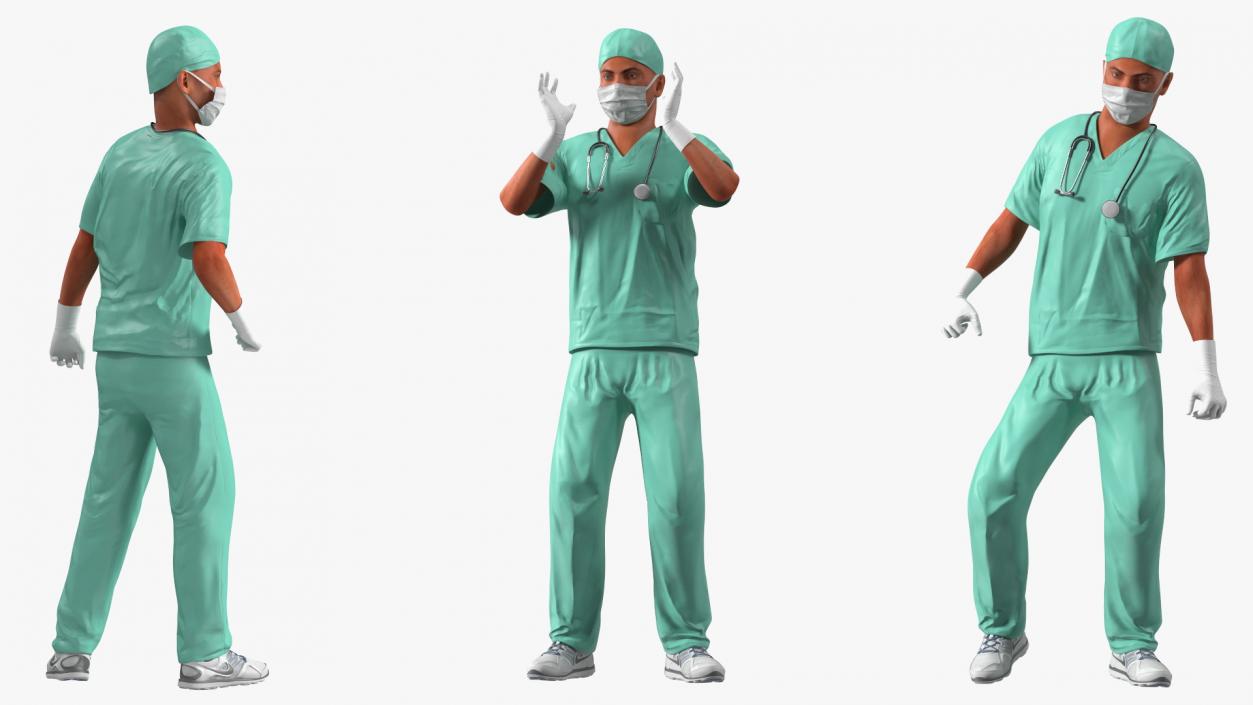 Male Surgeon Doctor wearing Mask Rigged 3D model