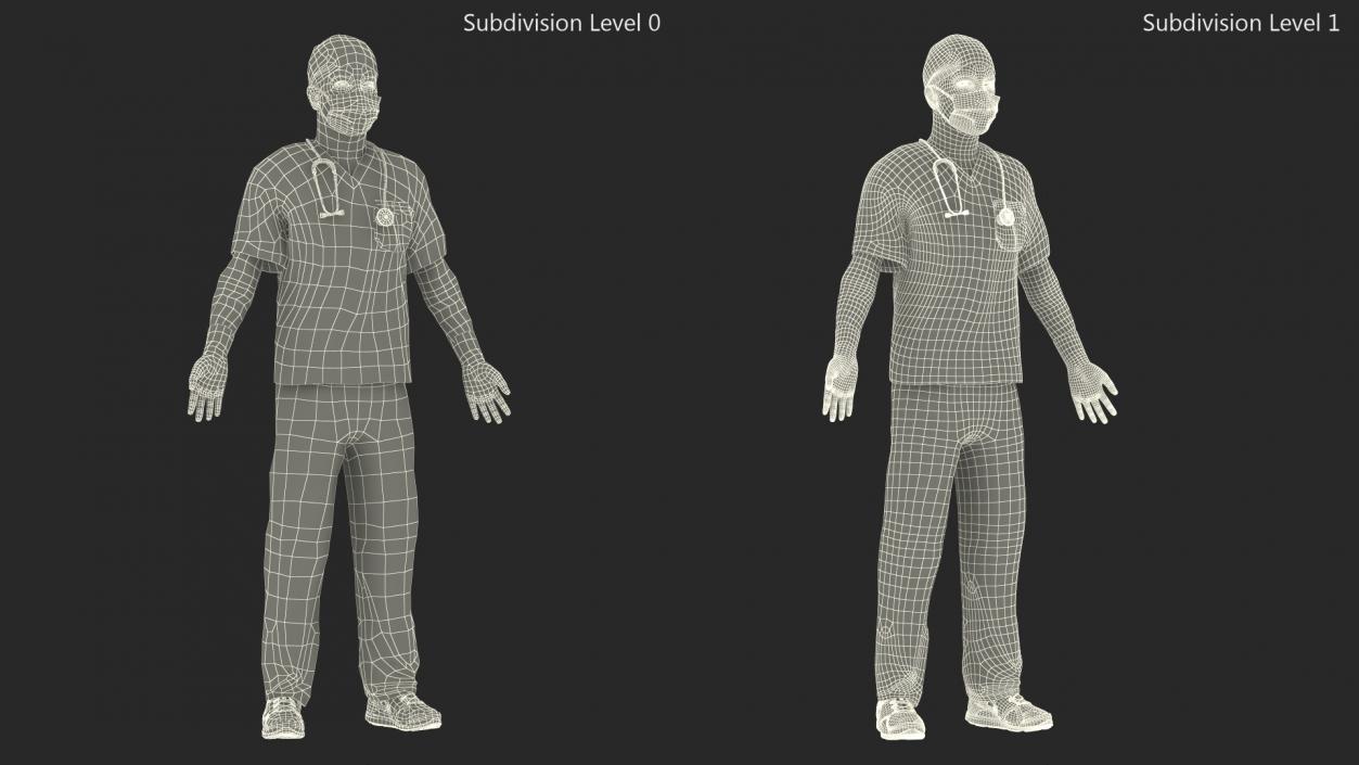 Male Surgeon Doctor wearing Mask Rigged 3D model