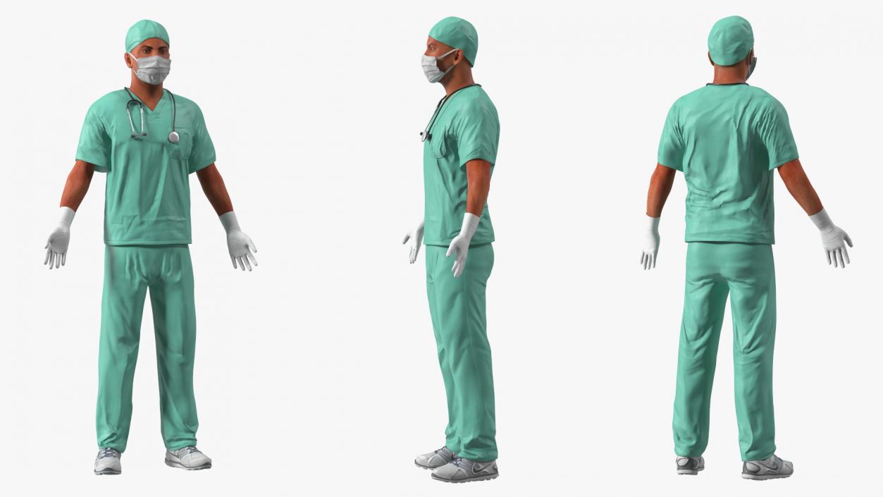 Male Surgeon Doctor wearing Mask Rigged 3D model