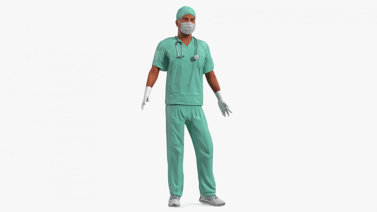 3D Male Surgeon Doctor wearing Mask Rigged for Maya model