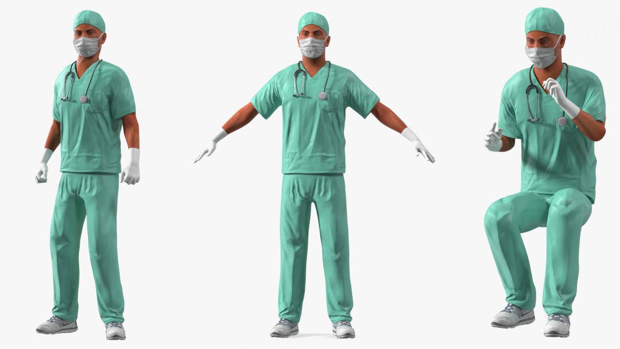 Male Surgeon Doctor wearing Mask Rigged 3D model