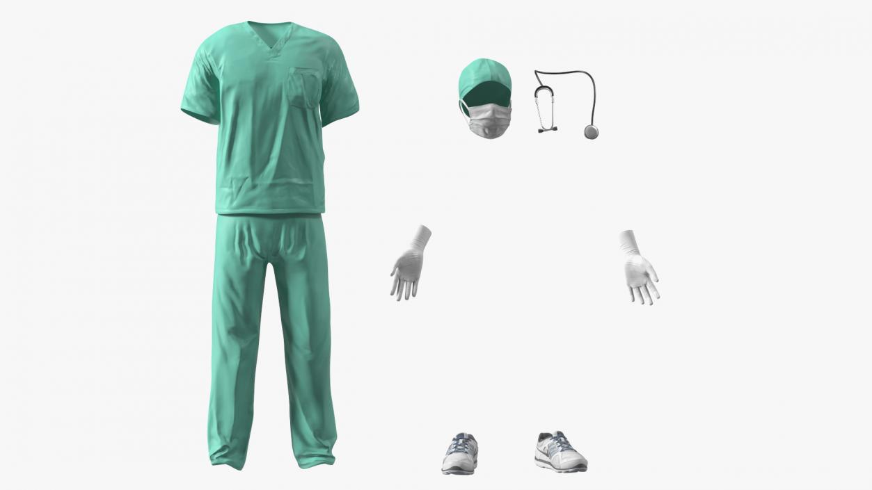 Male Surgeon Doctor wearing Mask Rigged 3D model