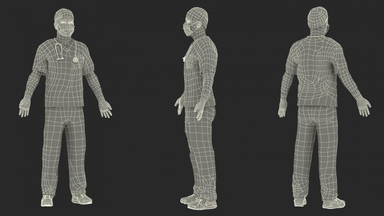 3D Male Surgeon Doctor wearing Mask Rigged for Maya model