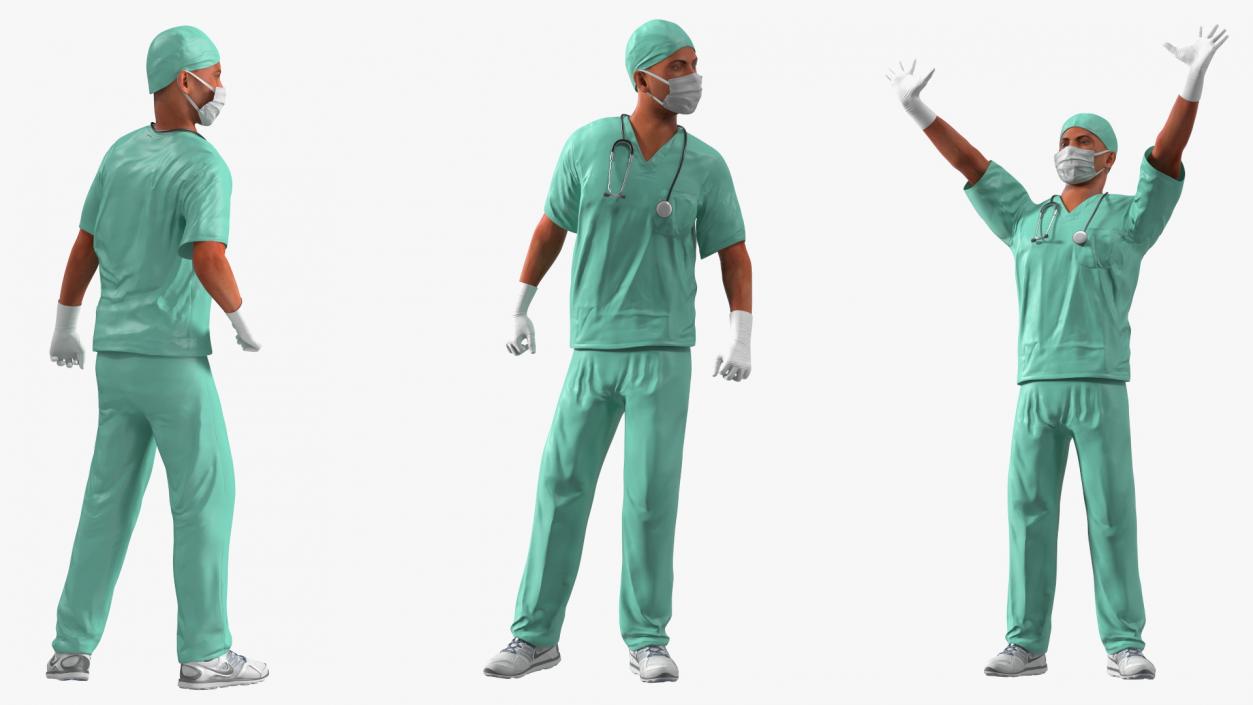 Male Surgeon Doctor wearing Mask Rigged 3D model