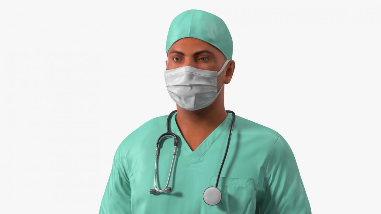 Male Surgeon Doctor wearing Mask Rigged 3D model