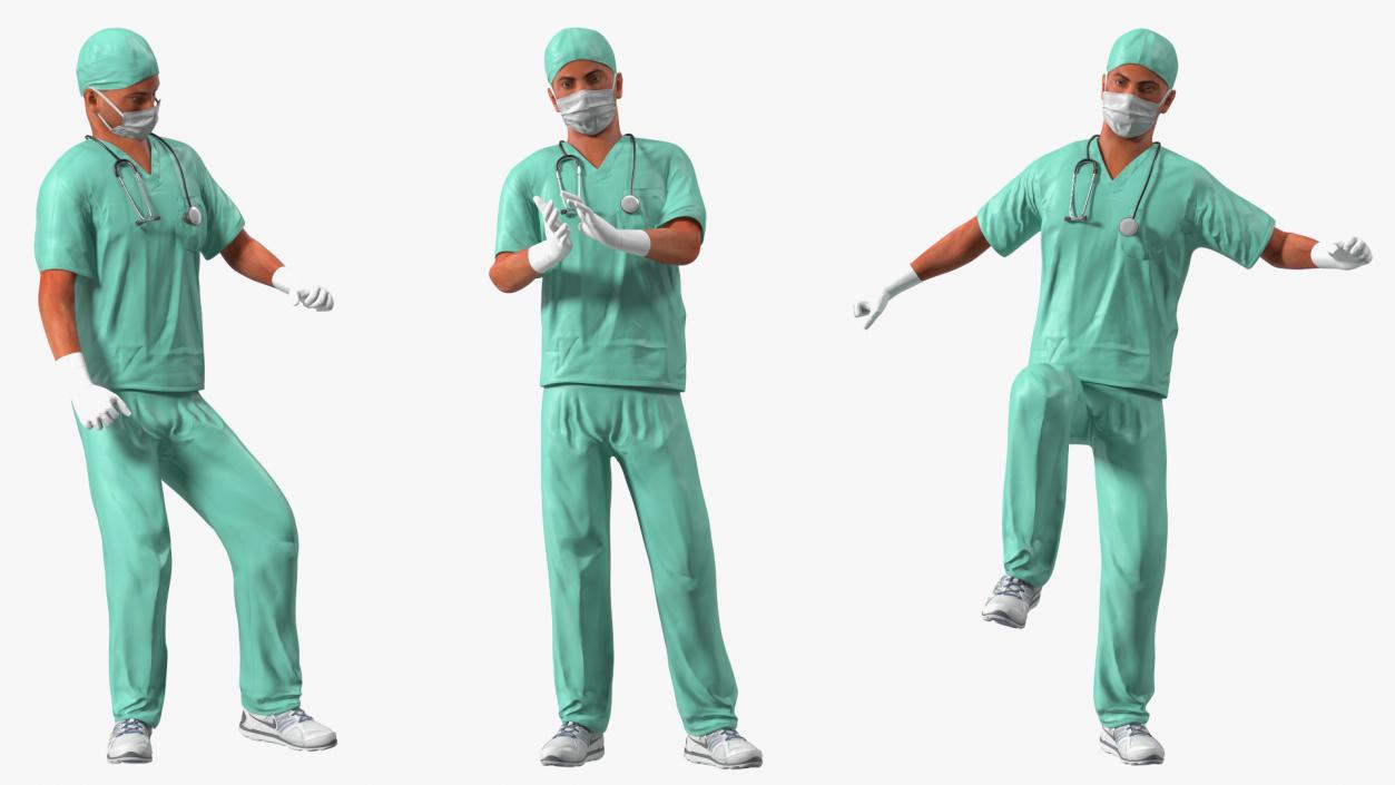 3D Male Surgeon Doctor wearing Mask Rigged for Maya model