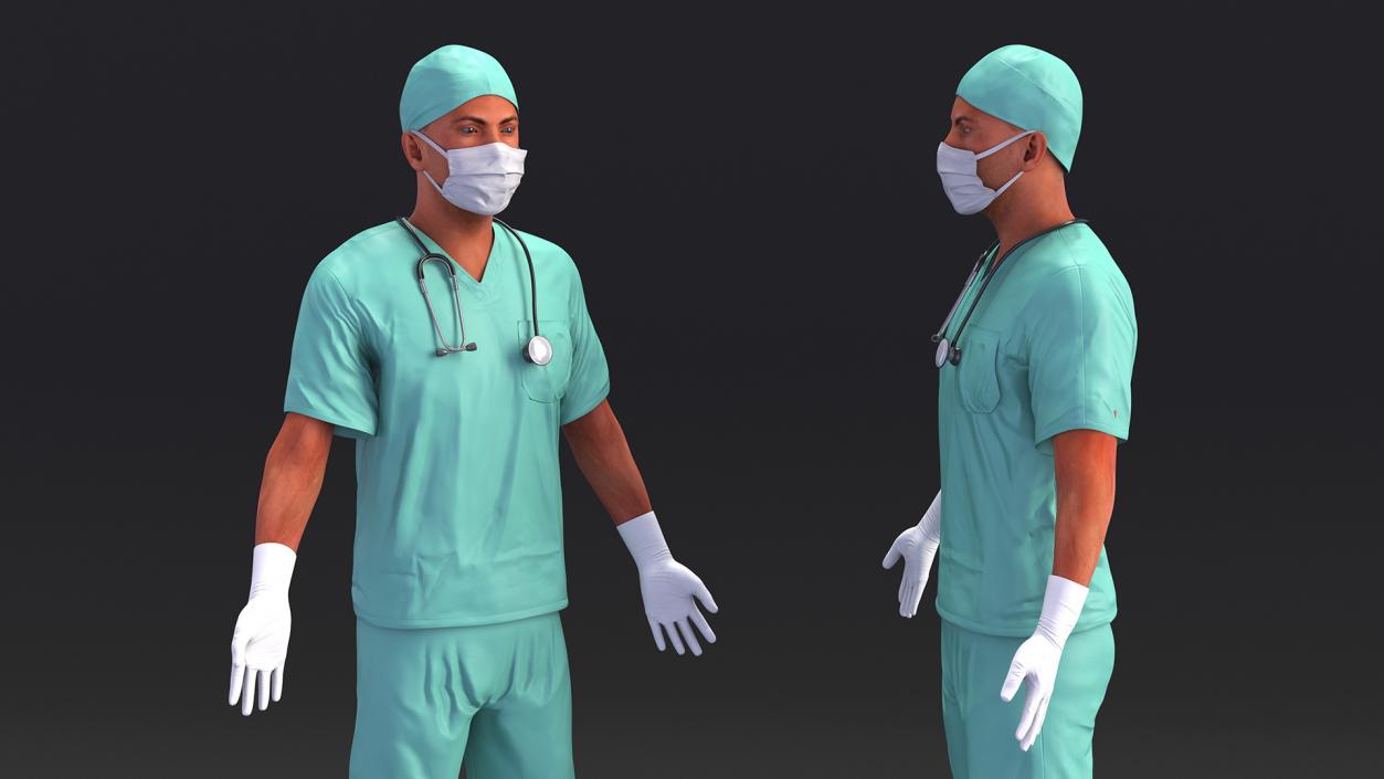 3D Male Surgeon Doctor wearing Mask Rigged for Maya model