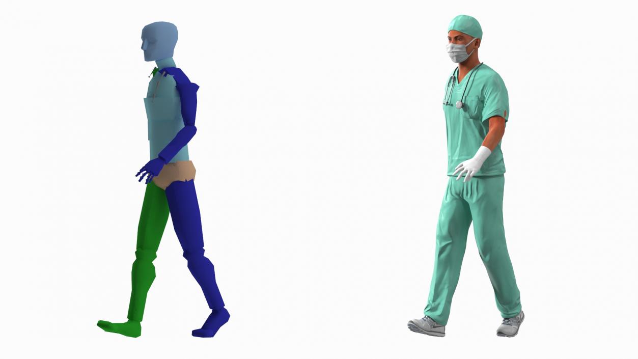 Male Surgeon Doctor wearing Mask Rigged 3D model