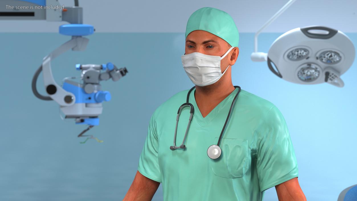 3D Male Surgeon Doctor wearing Mask Rigged for Maya model