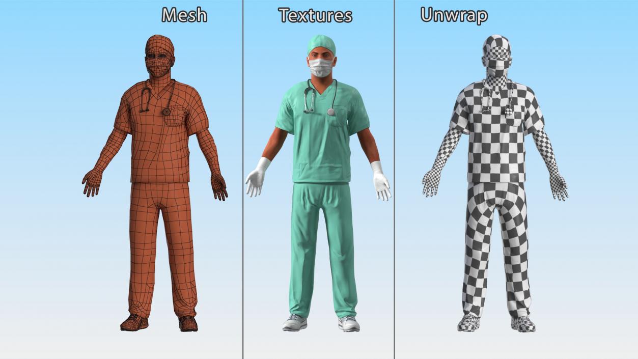 3D Male Surgeon Doctor wearing Mask Rigged for Maya model