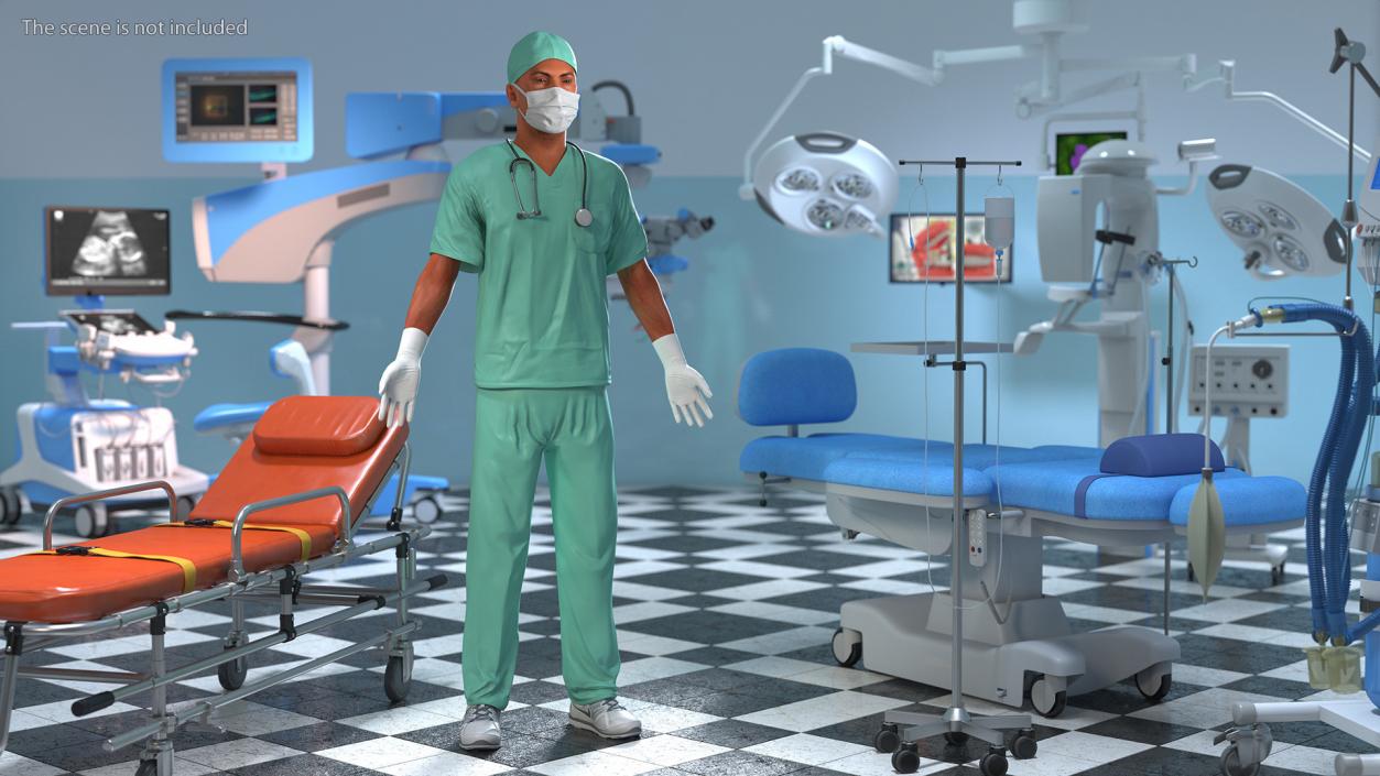 3D Male Surgeon Doctor wearing Mask Rigged for Maya model