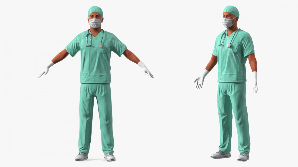 Male Surgeon Doctor wearing Mask Rigged 3D model