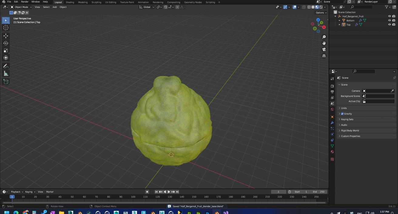 Half Bergamot Fruit 3D model