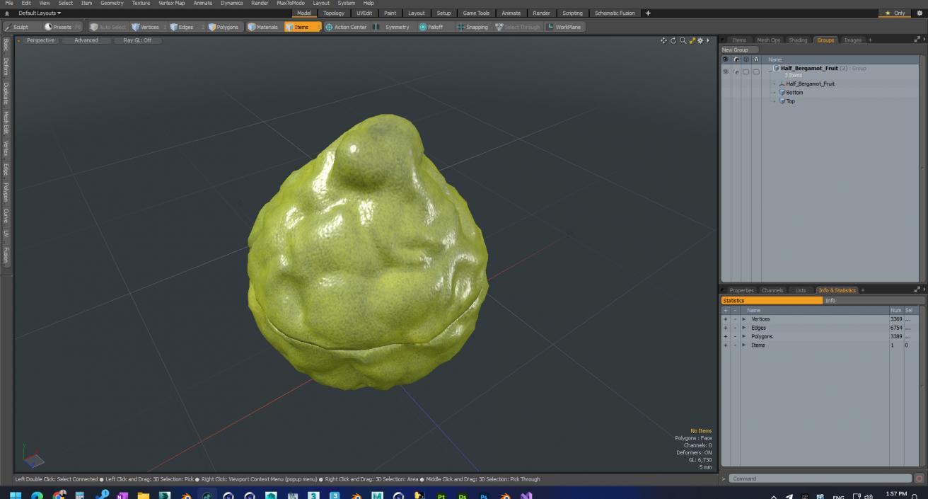 Half Bergamot Fruit 3D model