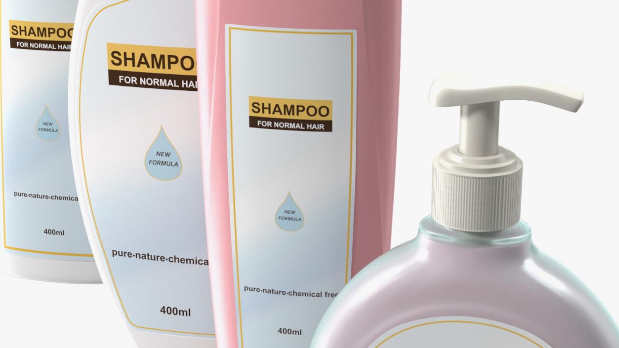 3D model 400ml Shampoo Bottles Set