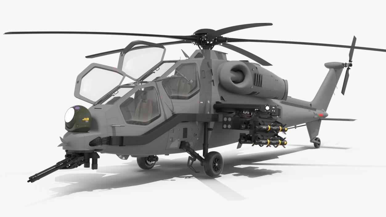 3D Combat Gray Helicopter Rigged for Cinema 4D model